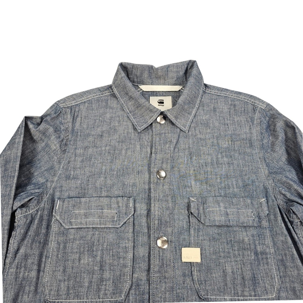 G-Star RAW Mens M Blue Denim Utility Button‎ Up Shirt Jacket D13111-9416-082